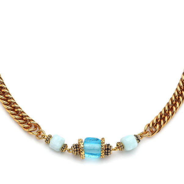 Azura Amazonite Natural Stone Gold Plated Chain Necklace - 3