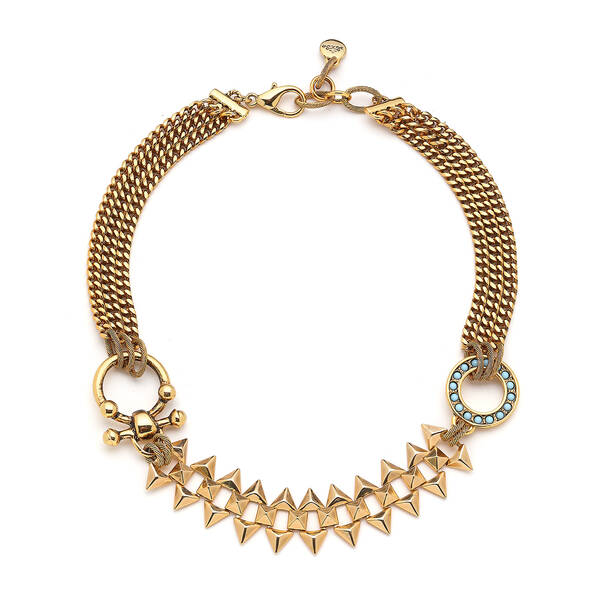 Azure Turquoise Gold Plated Chain Necklace - 1