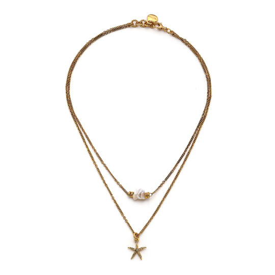 Baby Shell Star Charm Gold Plated Chain Necklace 