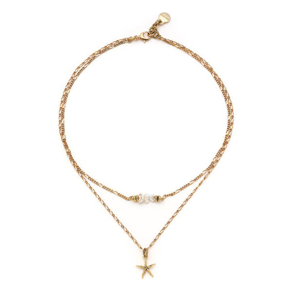 Baby Shell Star Charm Gold Plated Chain Necklace - 1
