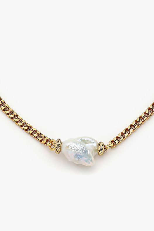 Be Real Gold-Plated Baroque Pearl Chain Necklace - (1)