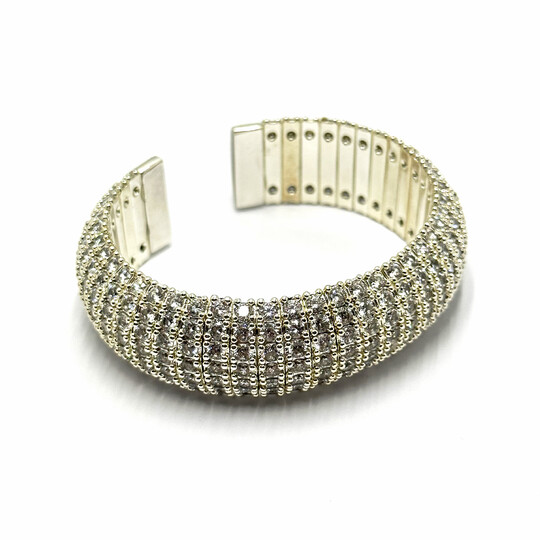 Bertus Silver-Plated Zircon Cuff Bracelet 