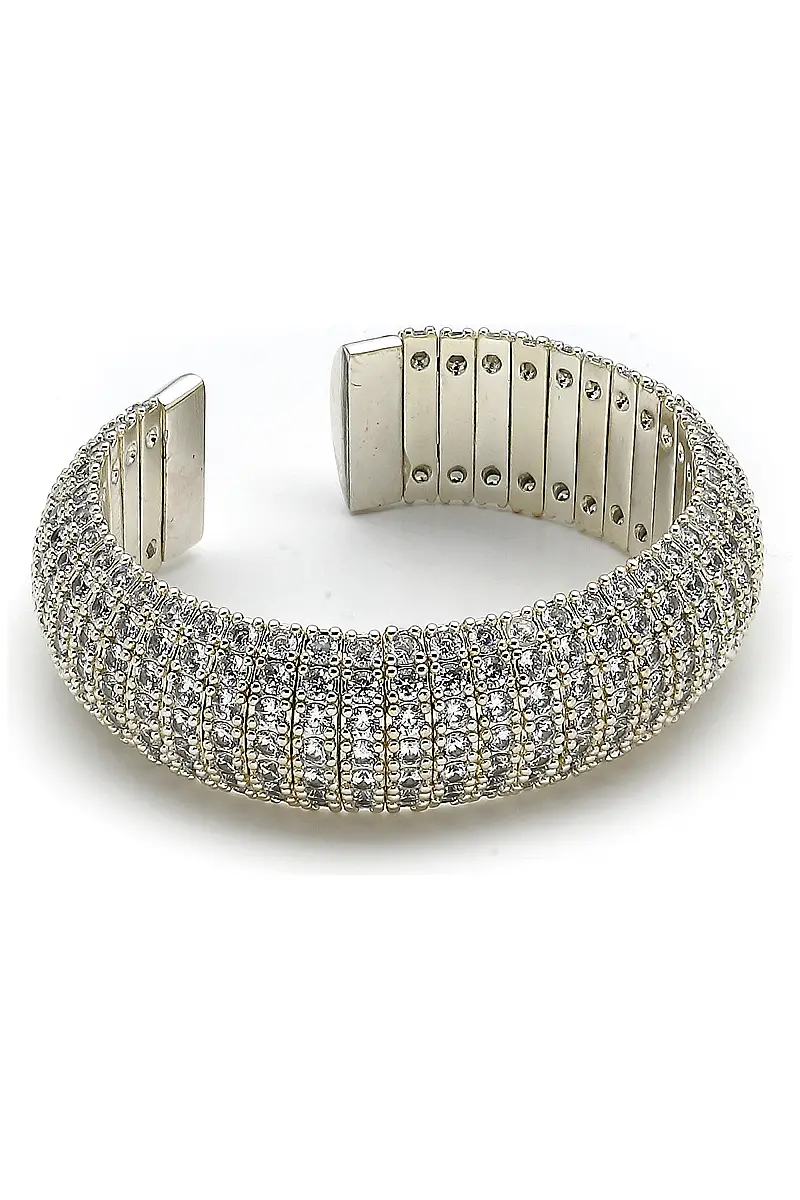 Bertus Silver-Plated Zircon Cuff Bracelet