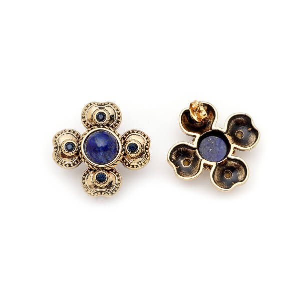 Beryl Lapis Yonca Charm İğneli Küpe - 5