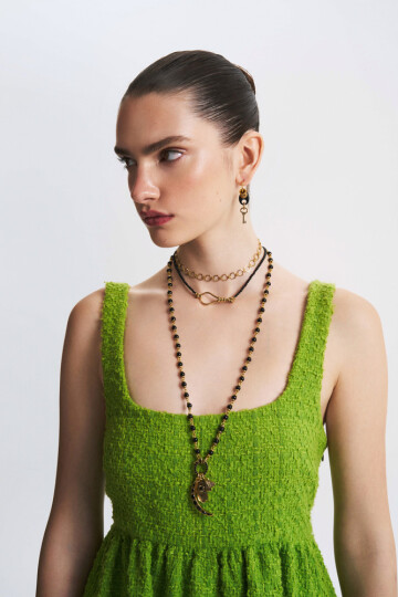 Binded Oniks Altın Kaplama Kolye - (1)