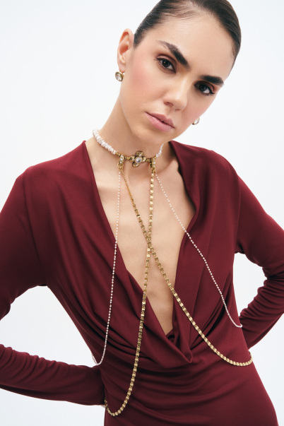 Binded With Love Gold Plated Chain Body Chain - 1
