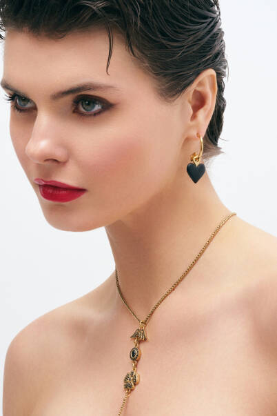 Black Angel Kanat , Kalp İğneli Küpe - 4