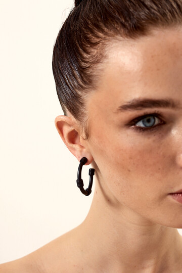 BLACK HOOP EARRING