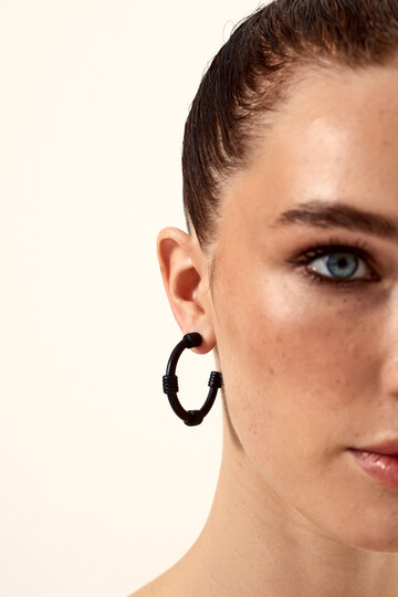 BLACK HOOP EARRING