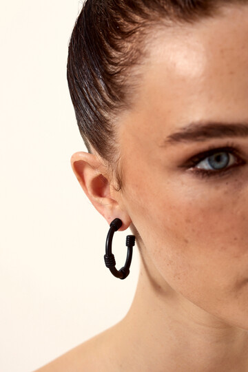 BLACK HOOP EARRING