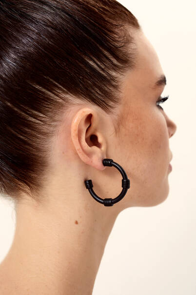 Black Hoop Küpe - 6