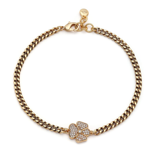 Blessed Choker Altın Kaplama Yonca Zirkon Zincir Kolye - 