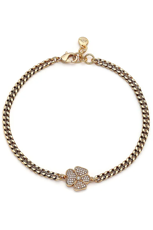 Blessed Choker Altın Kaplama Yonca Zirkon Zincir Kolye - (1)
