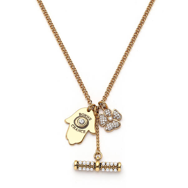 Blessed Luck Clover Hamsa Charm Chain Necklace - 3