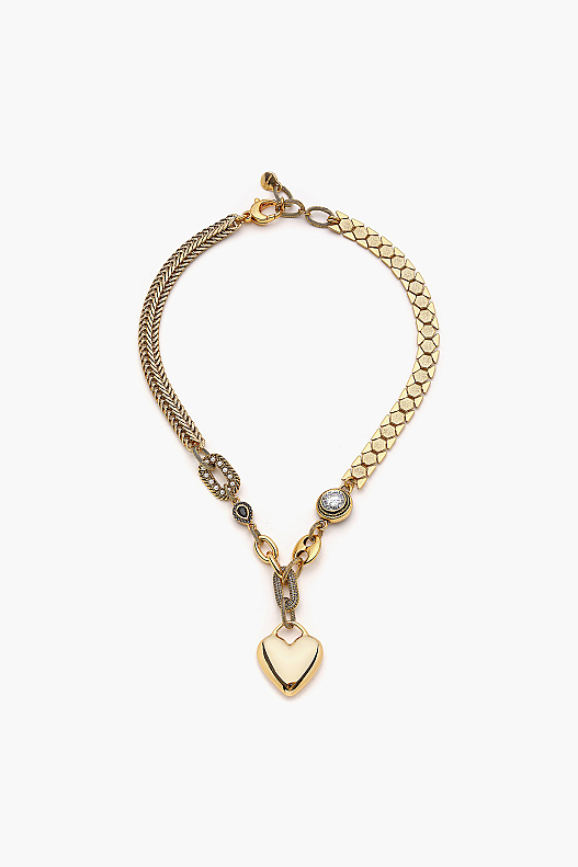Blessia Heart Charm Gold Plated Chain Necklace - 