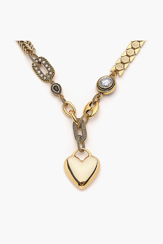 Blessia Heart Charm Gold Plated Chain Necklace - (1)