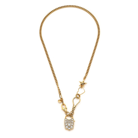 Blessings Gold Plated Zircon Kilit Charm Chain Necklace 