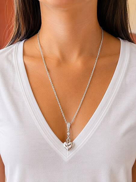 Blink Heart Charm Silver Plated Chain Necklace - 2