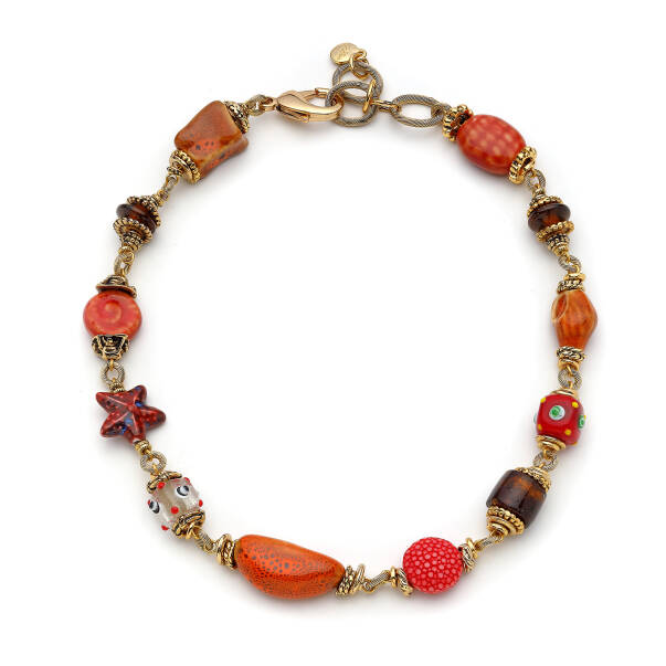 Bloom Gold Plated Glass Bead Necklace - 1