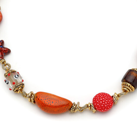 Bloom Gold Plated Glass Bead Necklace - (1)