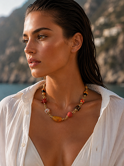 Bloom Gold Plated Glass Bead Necklace - 