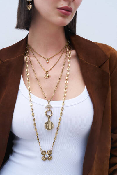 Bloom Shine Zircon Clover Charm Gold Plated Chain Necklace - 2