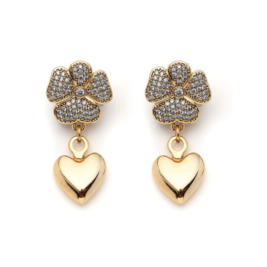 Blooming Heart Pinned Earrings - 