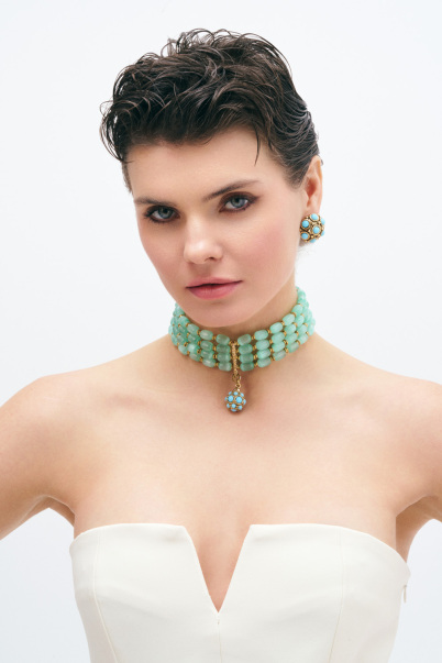 Blue Dots Gold Plated Clip-On Earrings - 3