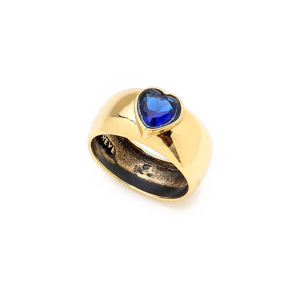 Blue Heart Mavi Zirkon Kalp Yüzük - 1