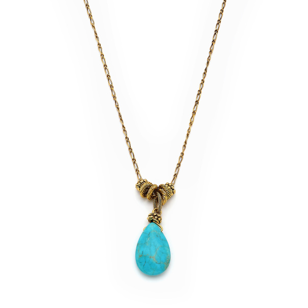 Blue Ivy Turquoise Natural Stone Chain Necklace - 3