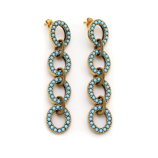 Blue Lagoon Turquoise Natural Stone Pinned Earrings - 1