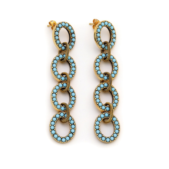 Blue Lagoon Turquoise Natural Stone Pinned Earrings 