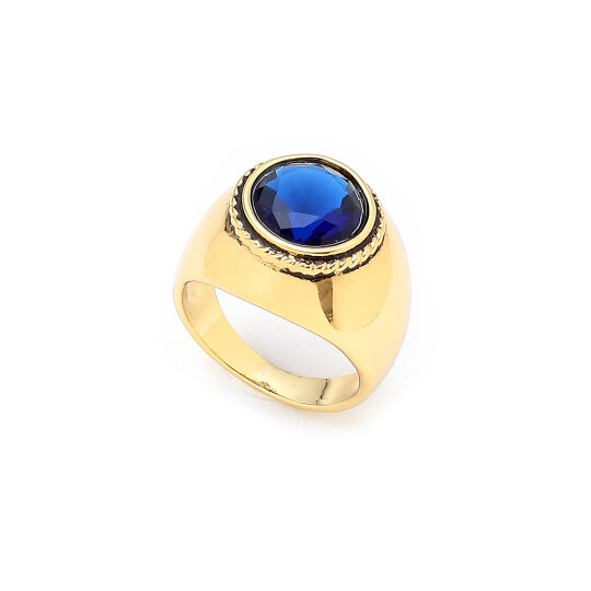 Blue Radiance Zircon, Gold Plated Ring 