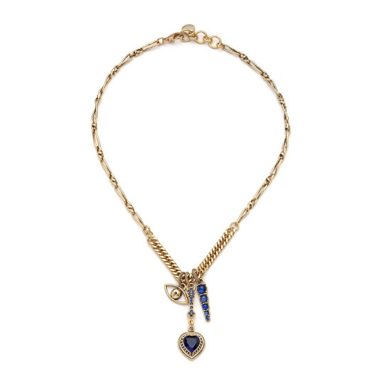 Bluen Evil Eye, Heart Charm Chain Necklace 