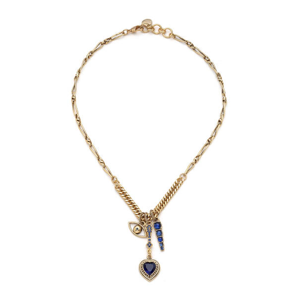 Bluen Evil Eye, Heart Charm Chain Necklace - 1