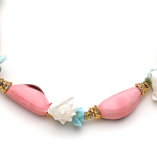 Blush Natural Stone Necklace - (1)
