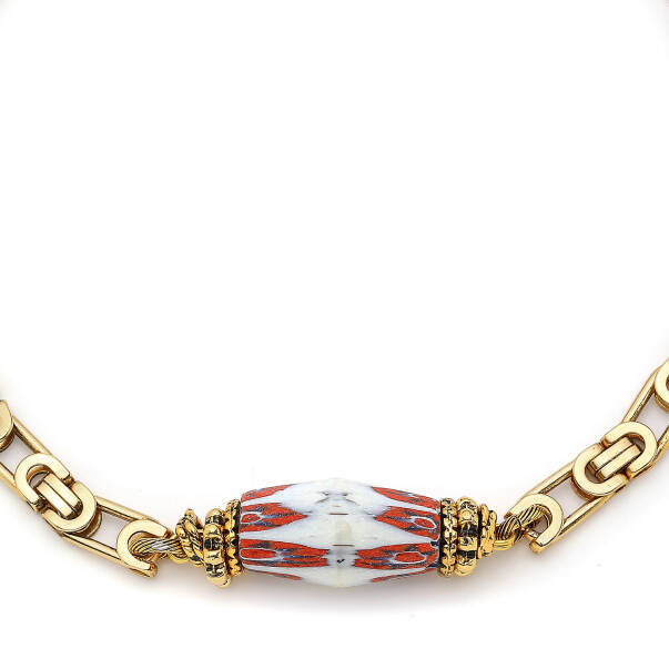 Bohemian Gold Plated Chain Glass Bead Necklace - 4