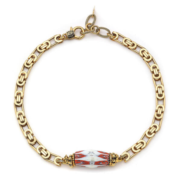 Bohemian Gold Plated Chain Glass Bead Necklace - 2