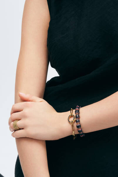 Boho Charm Chain Black Zircon Bracelet - 3
