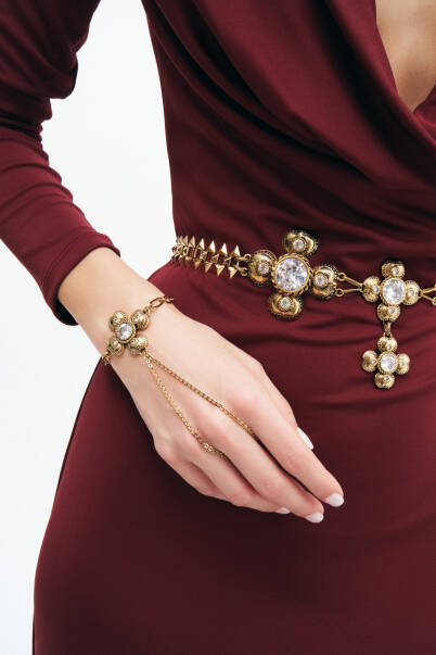 Boho Wave Yonca Charm Altın Kaplama Kemer - 3