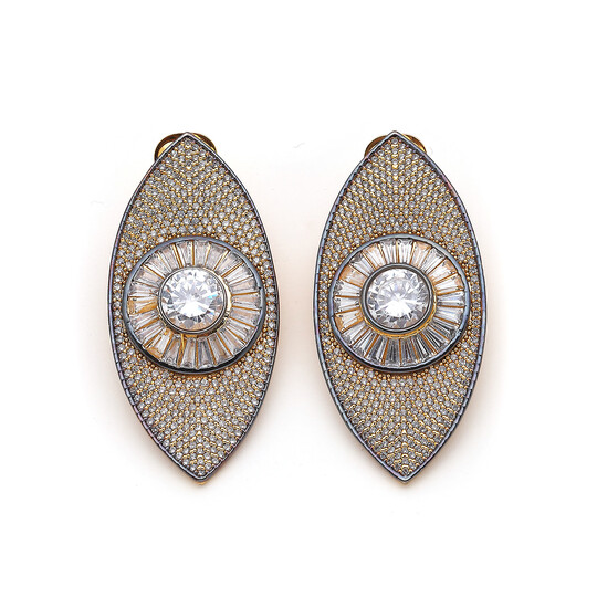 Bold Gaze Zircon Eye Pinned Earrings - (1)