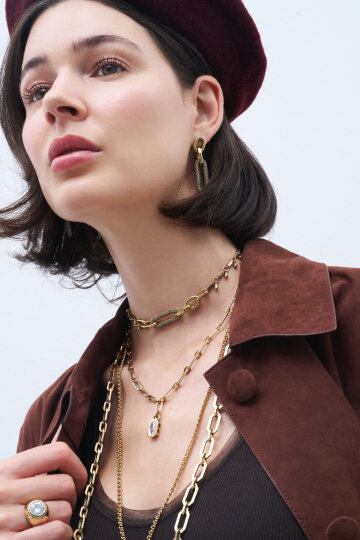 Bold Line Zirkon Damla Charm Zincir Kolye - (1)