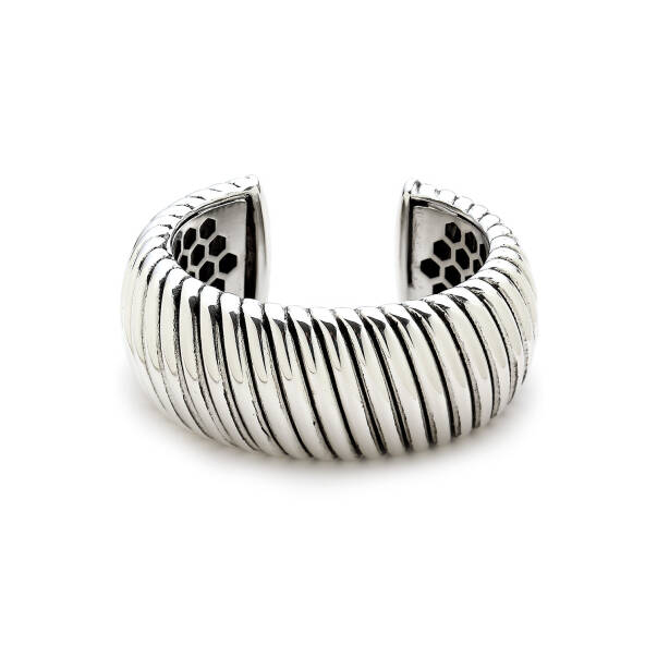 Bold Orbit Silver Plated Cuff Bracelet - 1