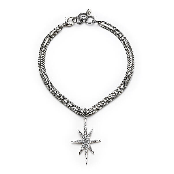 Bold Star Charm Silver Plated Chain Necklace - 1