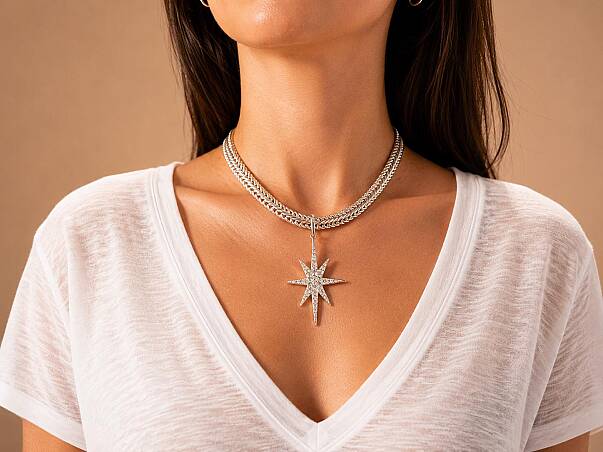 Bold Yıldız Charm Gümüş Kaplama Zincir Kolye - 2