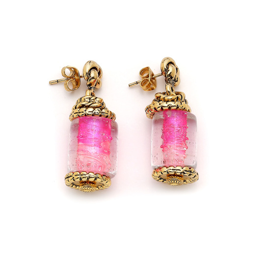 Bonbon Glass Bead Gold Plated Pinned Earrings 