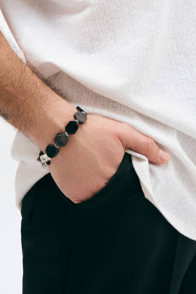 Bond Silver Plated Oniks Natural Stone Bracelet - 3