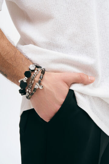 Bond Silver Plated Oniks Natural Stone Bracelet - (1)
