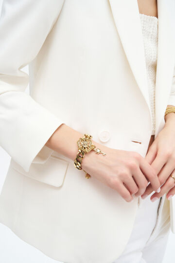 Braza Gold Plated Heart Chain Bracelet - (1)