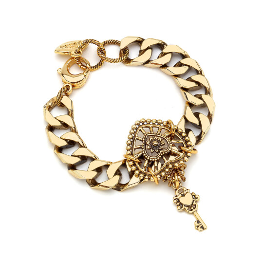 Braza Gold Plated Heart Chain Bracelet 